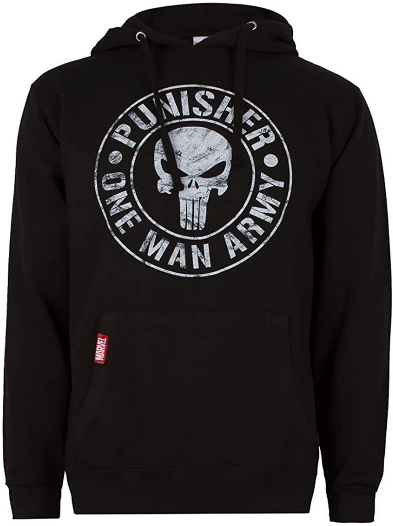 Sweat à capuche one man army - le punisseur (punisher) Noir Blanc - Kiabi