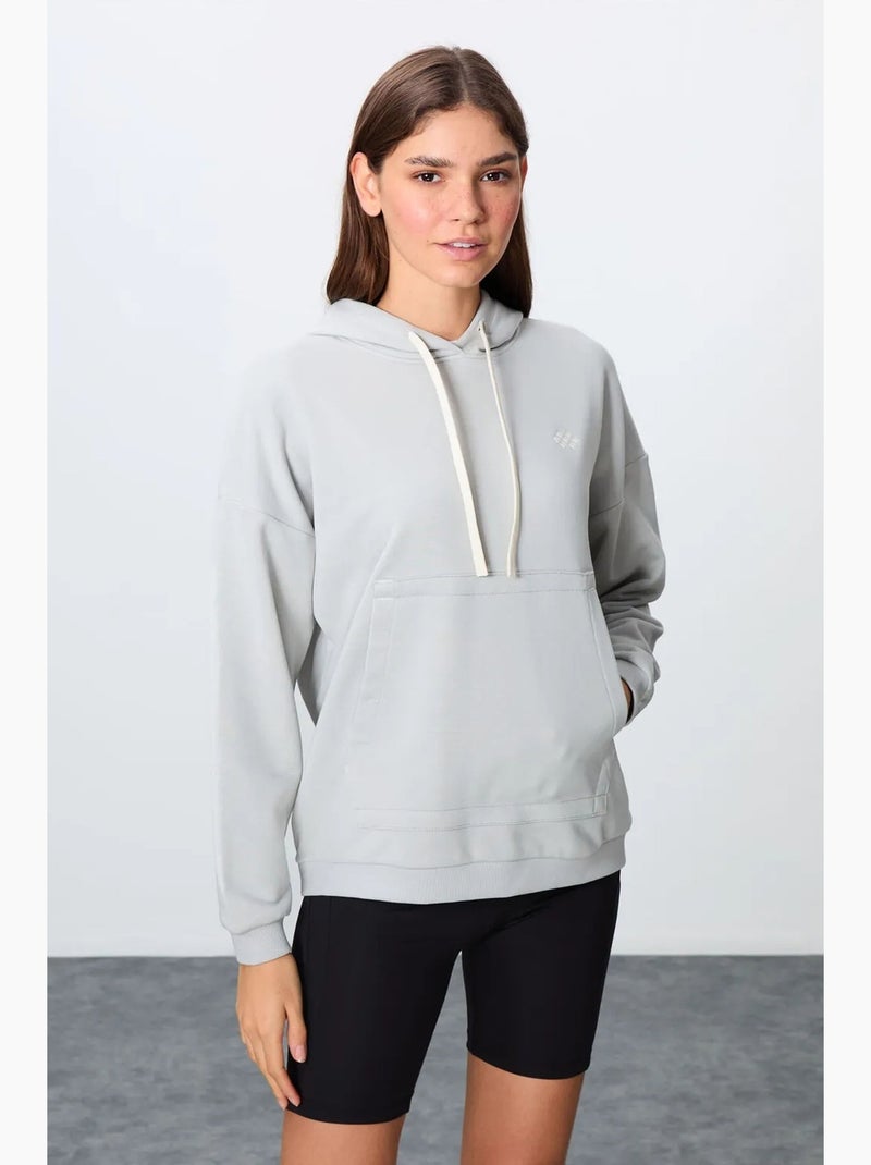 Sweat à capuche oversize avec poche tommy Gris clair - Kiabi