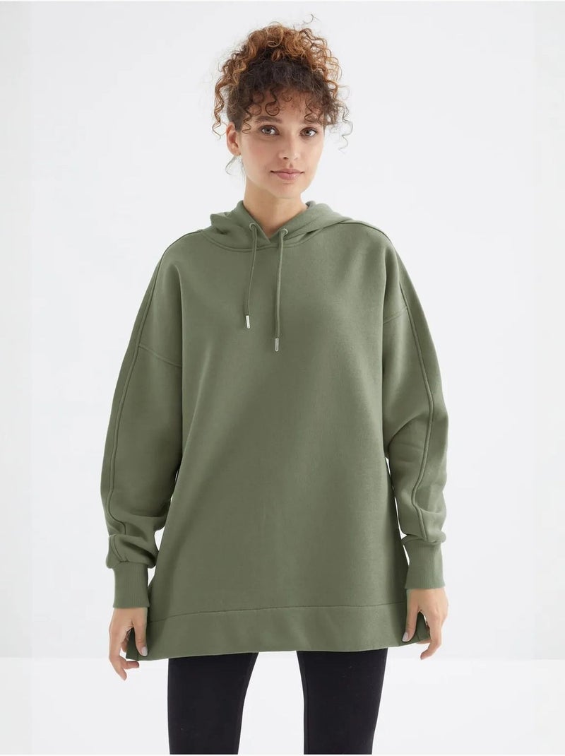 Sweat à capuche oversize avec poche tommy Kaki - Kiabi