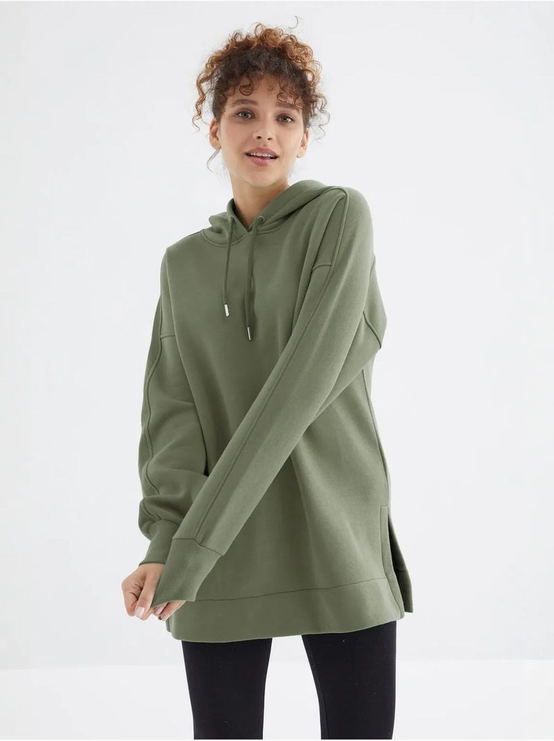 Sweat à capuche oversize avec poche tommy Kaki - Kiabi