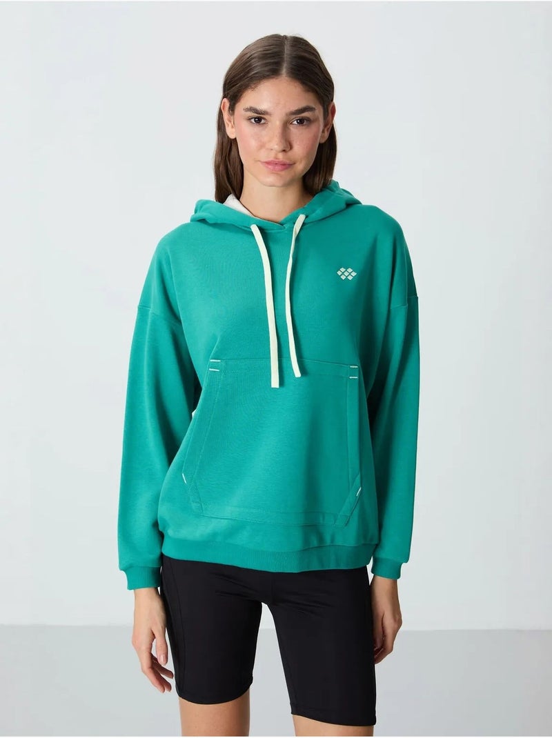 Sweat à capuche oversize avec poche tommy Vert - Kiabi