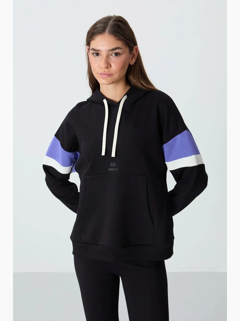 Sweat à capuche oversize color block tommy Noir - Kiabi