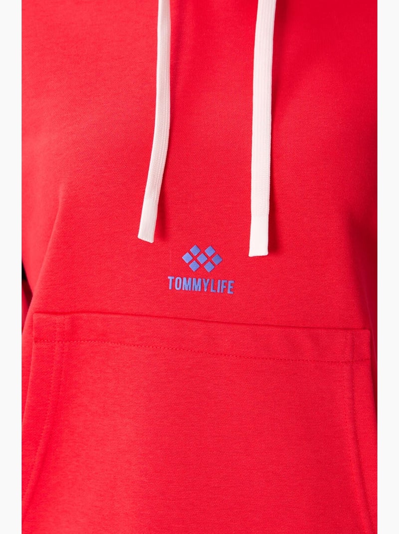 Sweat à capuche oversize color block tommy Rouge - Kiabi