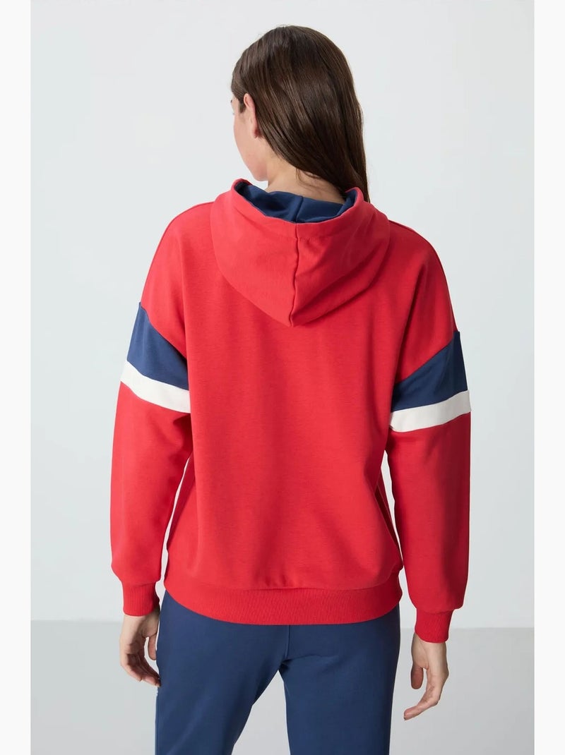 Sweat à capuche oversize color block tommy Rouge - Kiabi