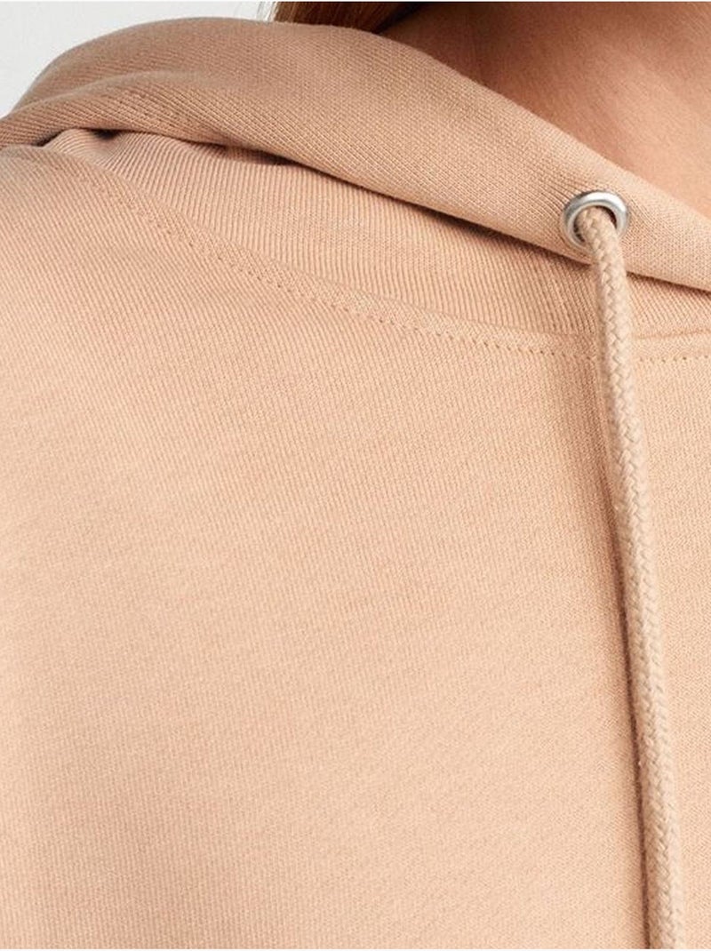 Sweat à capuche oversize en coton avec fente dilvin Beige argile - Kiabi