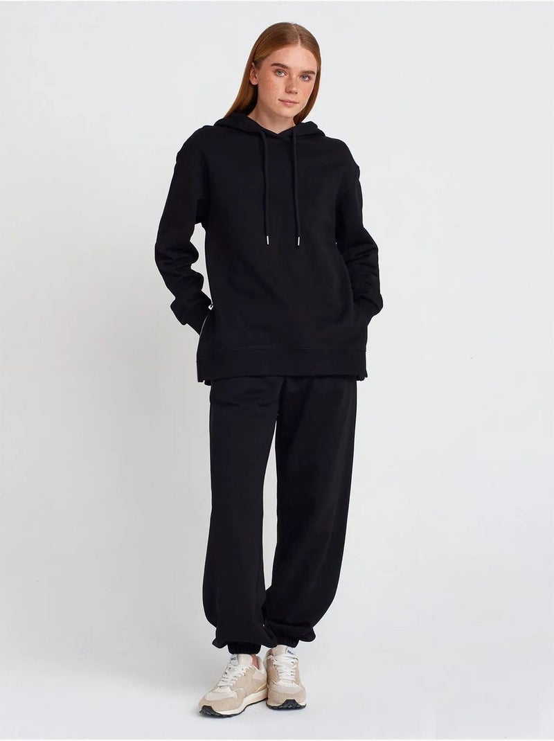 Sweat à capuche oversize en coton avec zip dilvin Noir - Kiabi