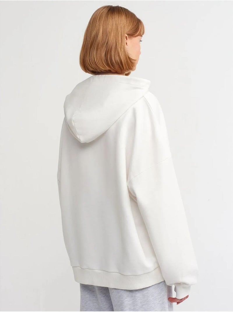 Sweat À Capuche Oversize En Coton Blanc cassé - Kiabi