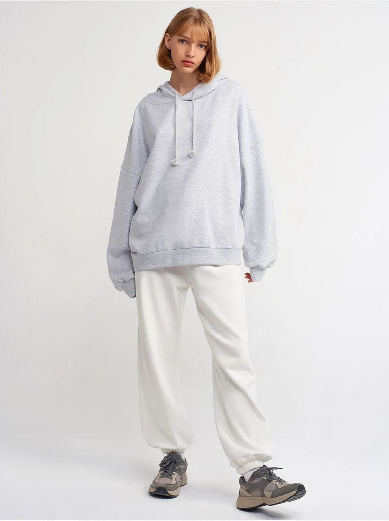 Sweat À Capuche Oversize En Coton Gris clair - Kiabi