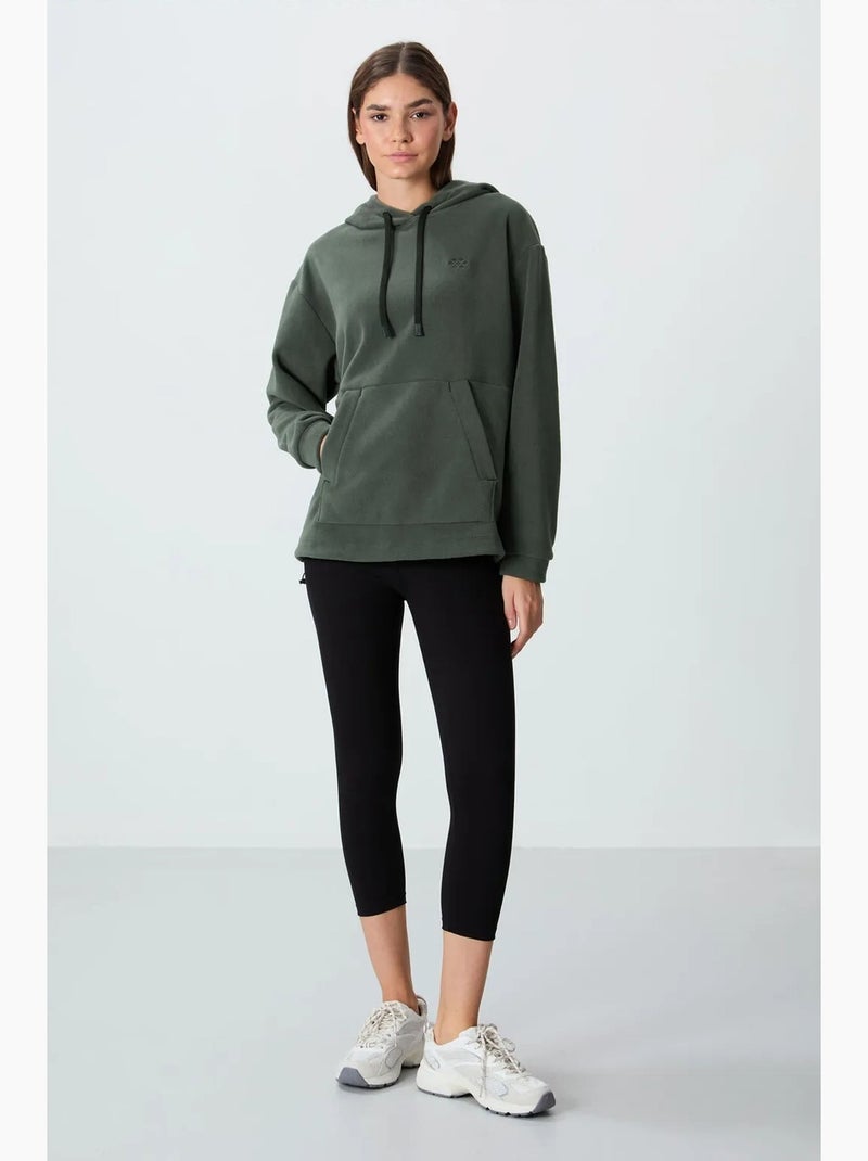 Sweat à capuche oversize en maille peluche tommy Kaki - Kiabi