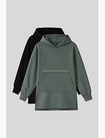Sweat à capuche oversize imprimé avec poche tommy