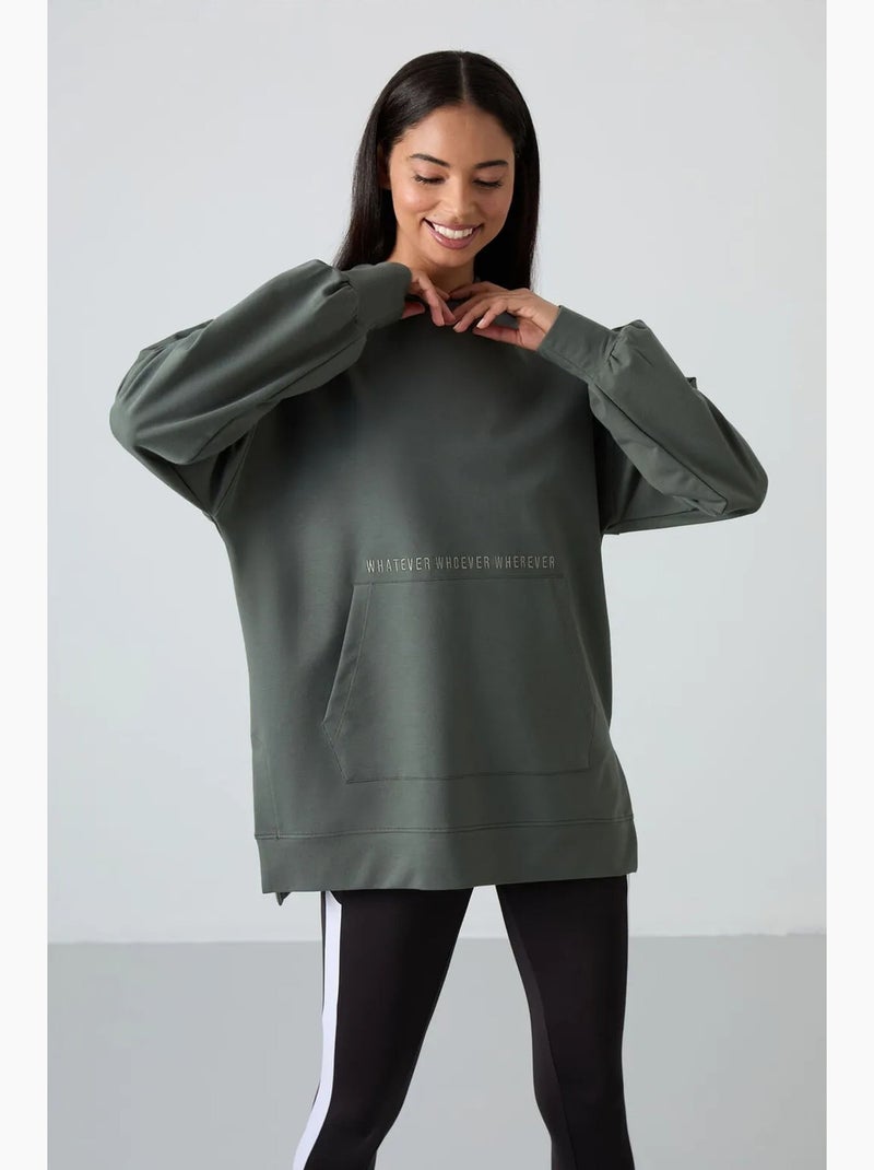 Sweat à capuche oversize imprimé tommy Kaki - Kiabi
