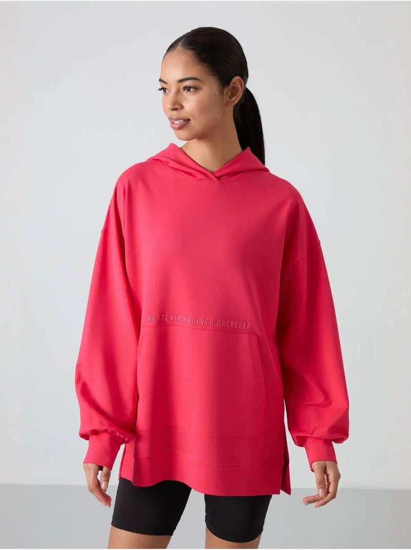 Sweat à capuche oversize imprimé tommy Rose fluo/Solinotes - Kiabi