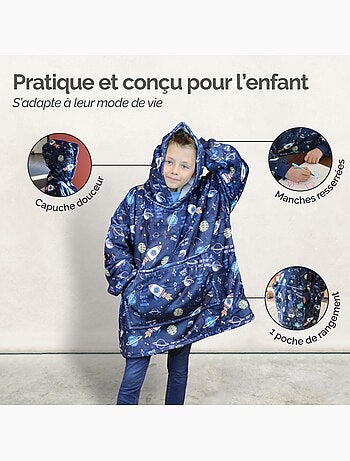 Sweat à capuche, plaid, couverture, pull - Sherpa et flanelle - Enfant - Espace - Vivezen