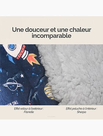 Sweat à capuche, plaid, couverture, pull - Sherpa et flanelle - Enfant - Espace - Vivezen