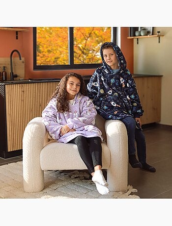 Sweat à capuche, plaid, couverture, pull - Sherpa et flanelle - Enfant - Espace - Vivezen