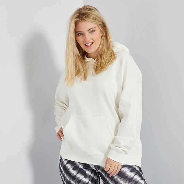 Sweat A Capuche Poche Kangourou Grande Taille Femme Blanc Kiabi 13 00