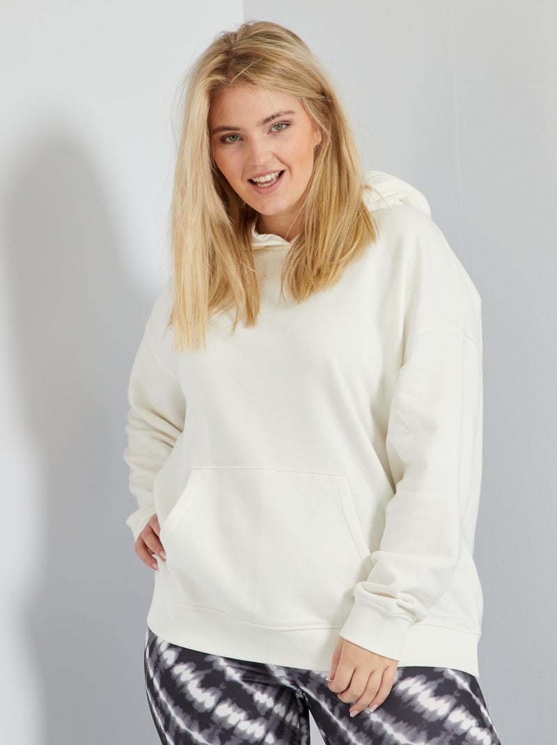Sweat à capuche poche kangourou blanc - Kiabi