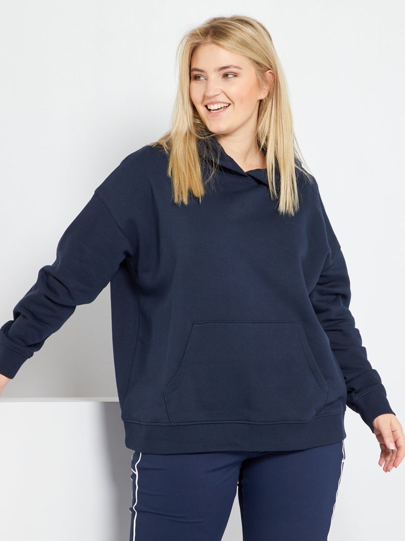 Sweat à capuche poche kangourou bleu marine - Kiabi