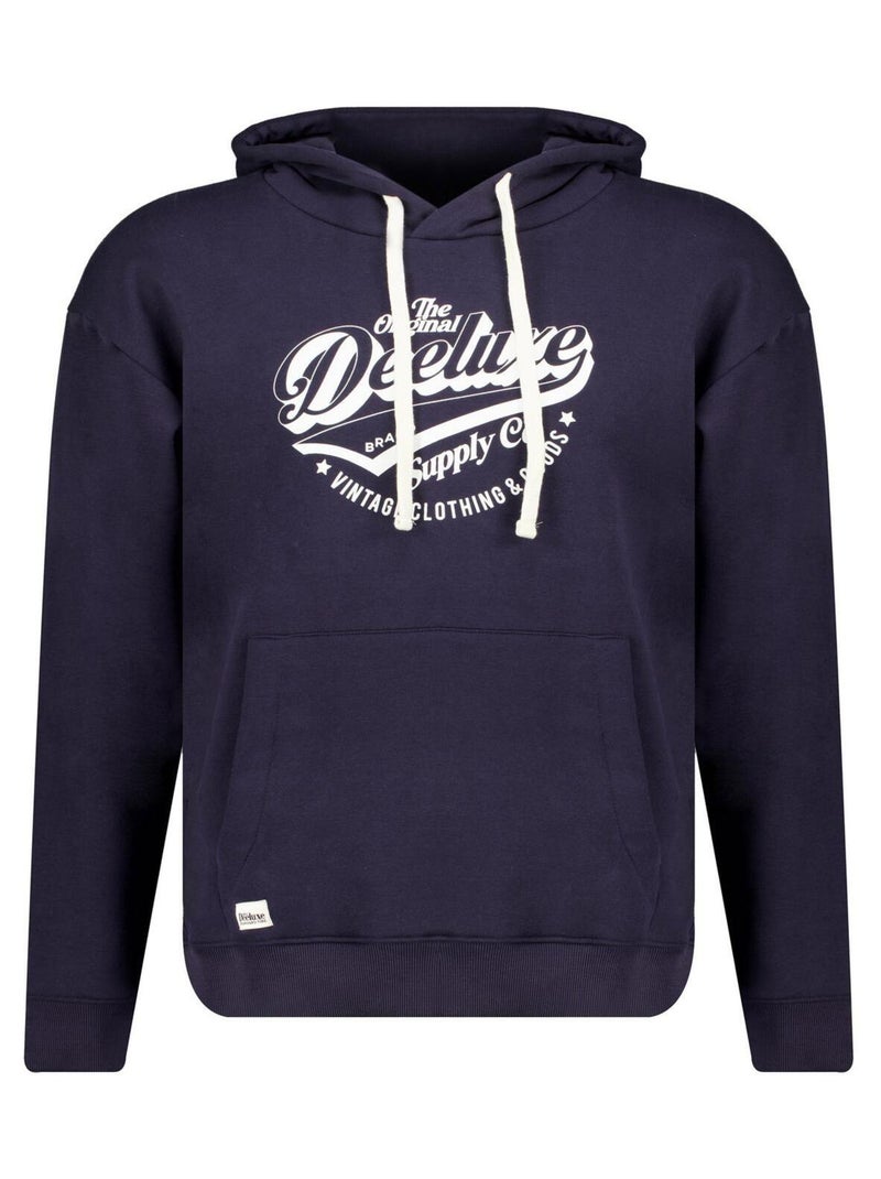 Sweat à capuche, poche kangourou, print logo sur le devant 'Deeluxe' Bleu nuit - Kiabi