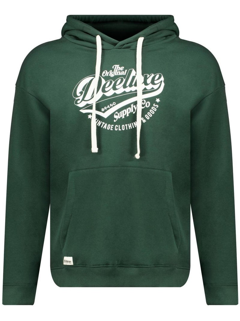 Sweat à capuche, poche kangourou, print logo sur le devant 'Deeluxe' Vert forêt - Kiabi