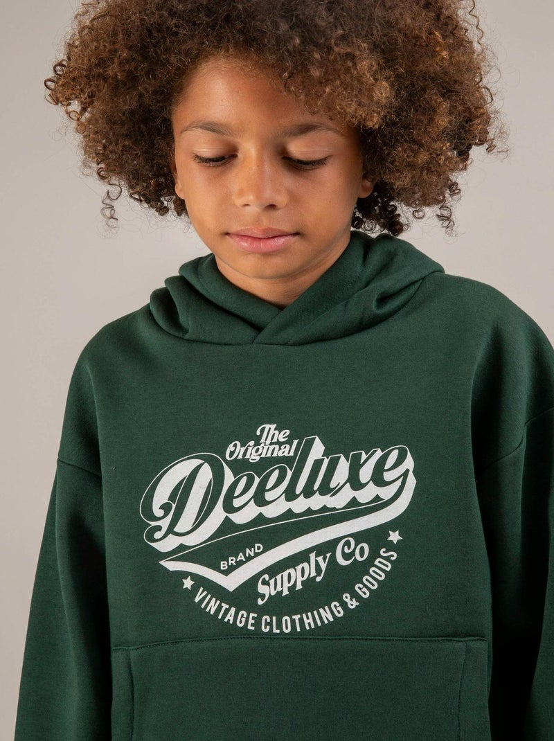 Sweat à capuche, poche kangourou, print logo sur le devant 'Deeluxe' Vert forêt - Kiabi