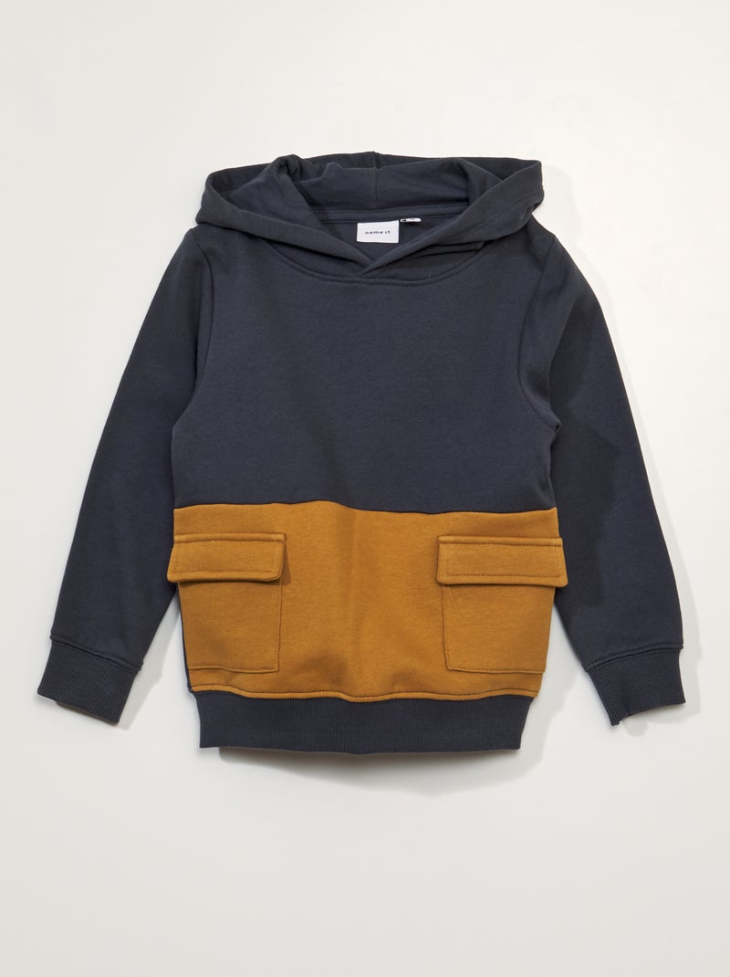 Sweat à capuche + poches Bleu marine - Kiabi