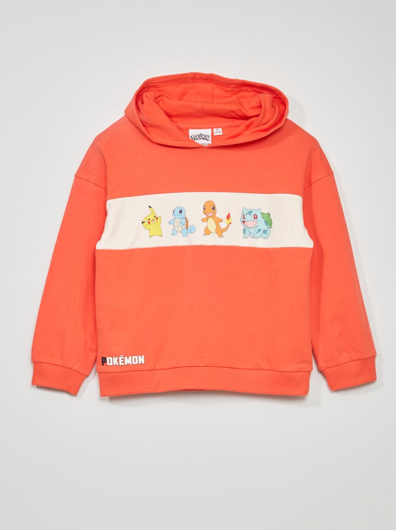 Sweat à capuche 'Pokémon' en jersey rouge corail - Kiabi
