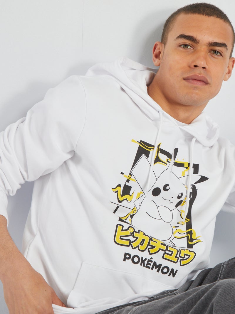 Sweat à capuche 'Pokémon' en molleton blanc - Kiabi