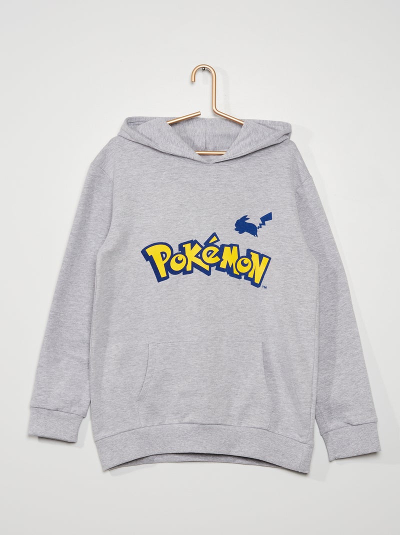 Sweat à capuche 'Pokemon' gris chiné - Kiabi