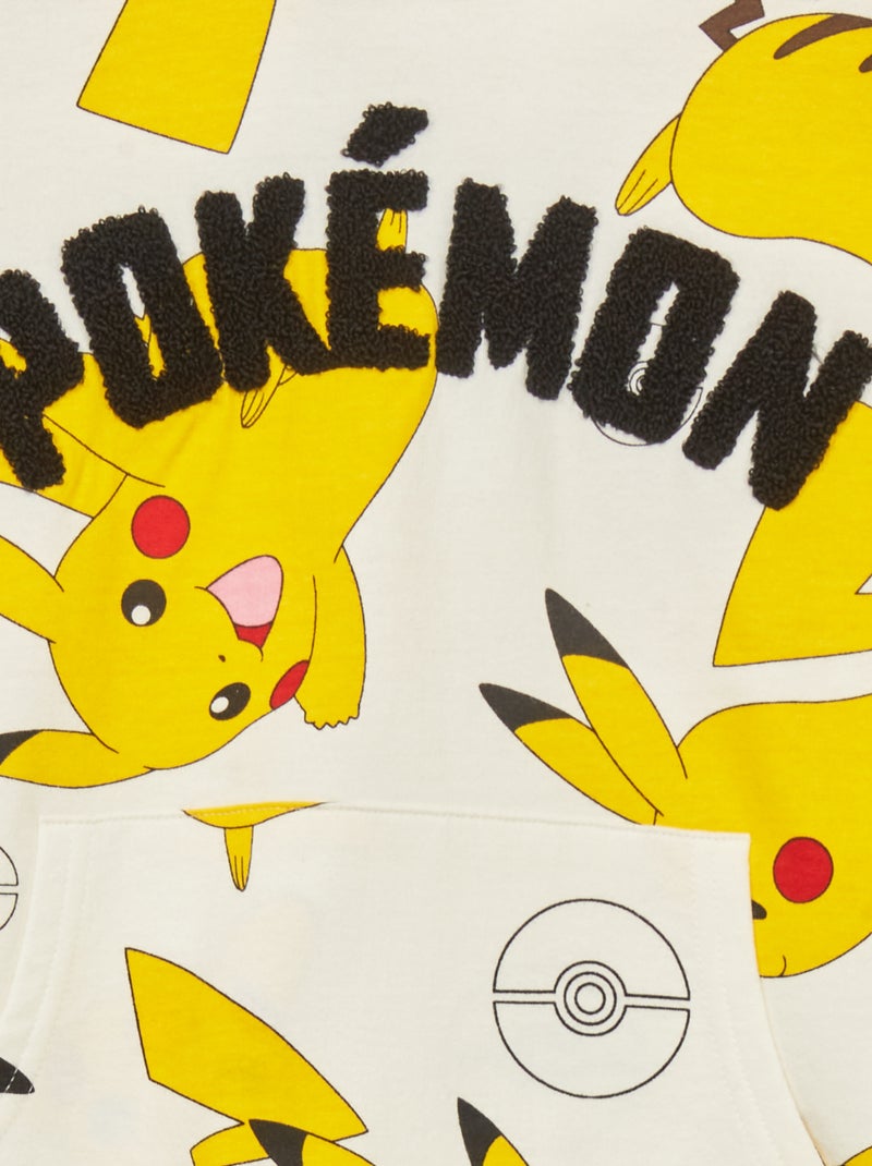 Sweat à capuche 'Pokémon' 'Pikachu' Blanc/jaune - Kiabi