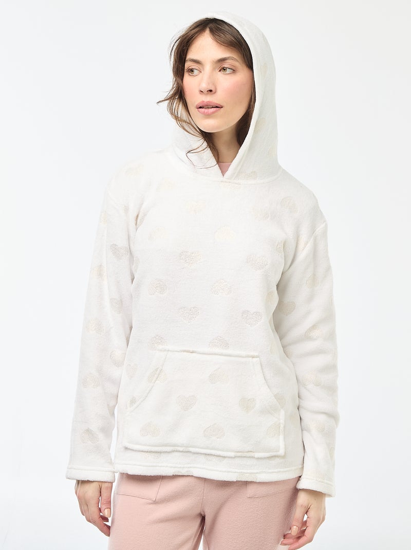 Sweat à capuche polaire Blanc - Kiabi
