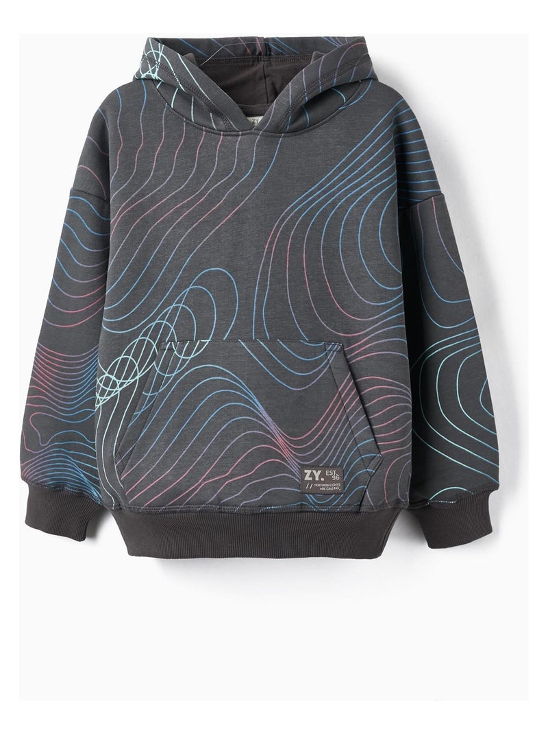 Sweat à capuche pour garçon 'Nothern Lights'   NORTHERN CALLING Gris foncé - Kiabi