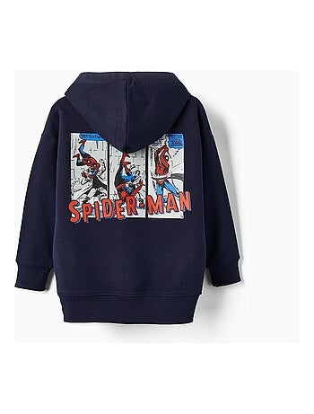 Marvel Sweat à Capuche Zippé Spiderman Enfant - 100% Coton Doux - Officiel