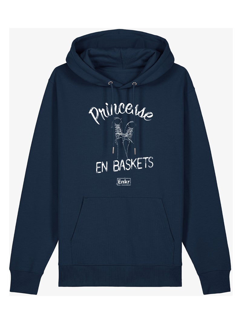 Sweat a capuche PRINCESSE EN BASKETS Bleu marine - Kiabi