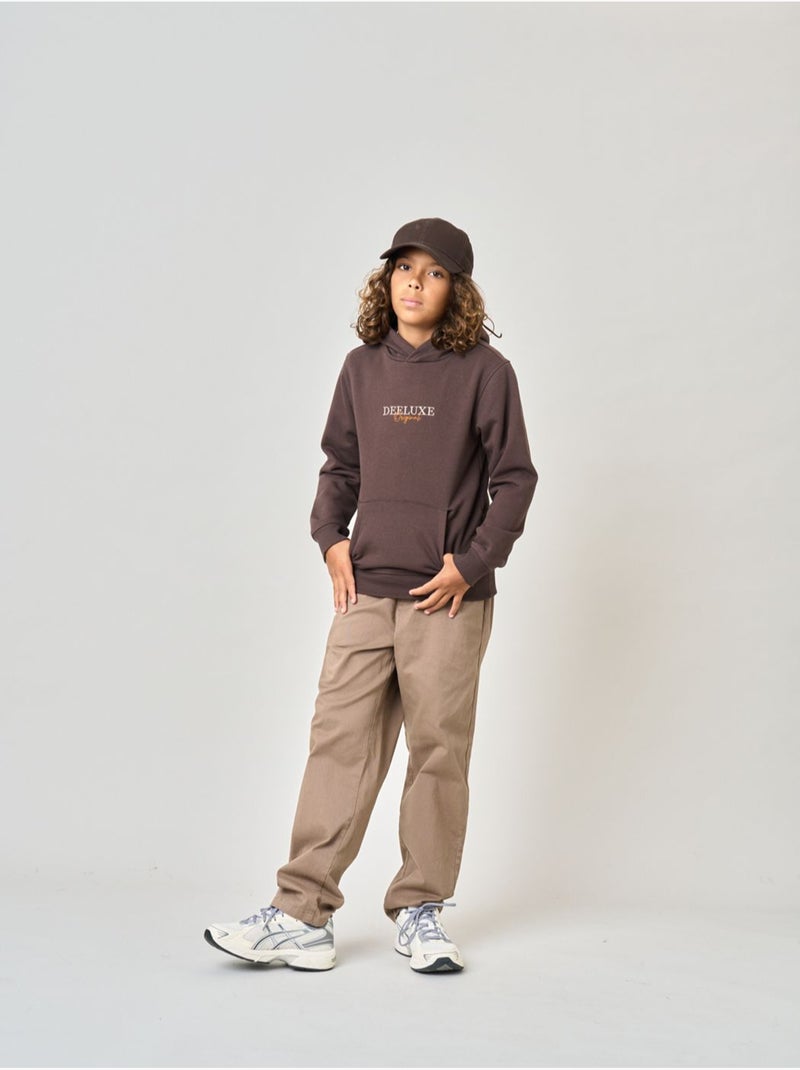 Sweat à capuche regular garçon imprimé deeluxe original 'deeluxe' Marron cappuccino - Kiabi