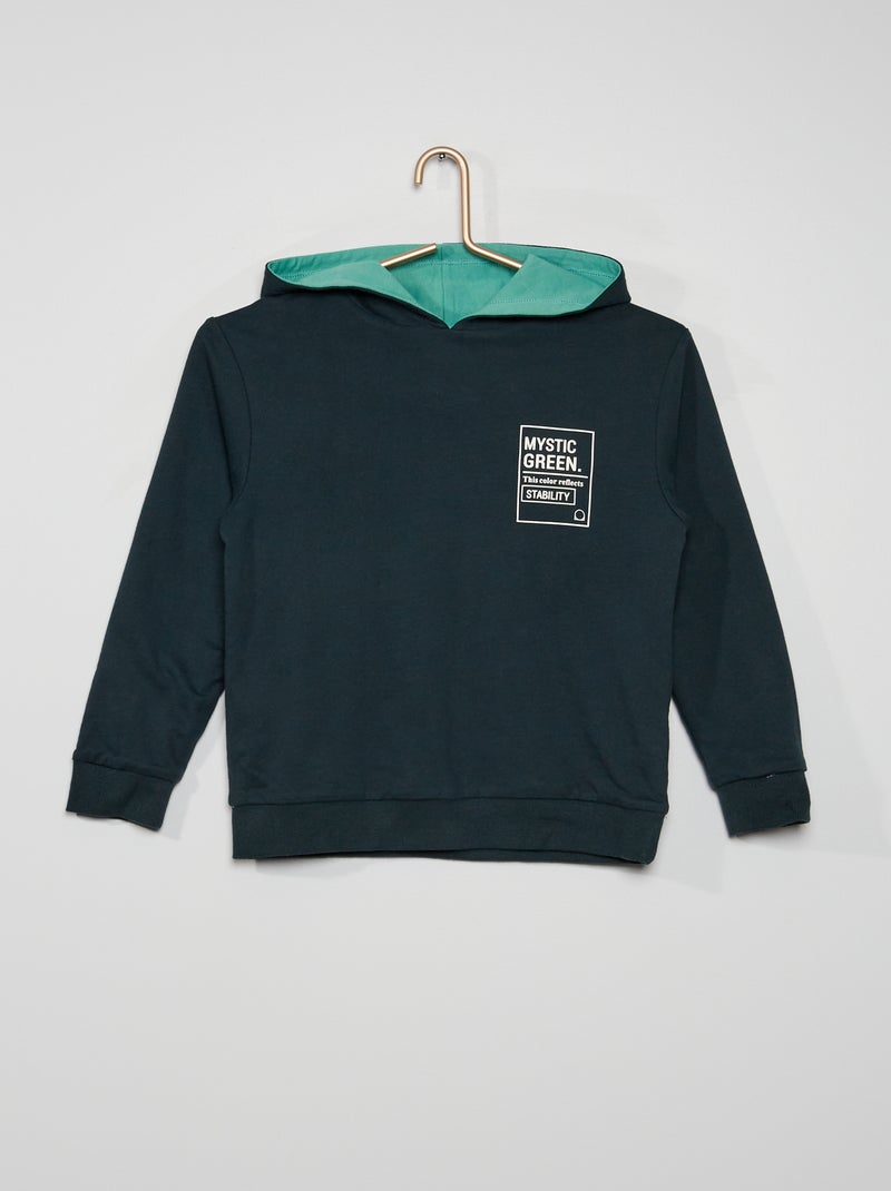 Sweat à capuche réversible vert - Kiabi