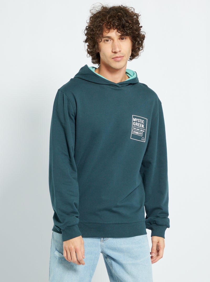 Sweat à capuche réversible vert - Kiabi