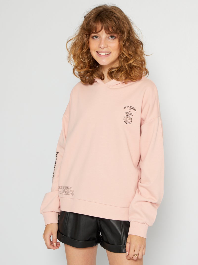 Sweat à capuche rose - Kiabi