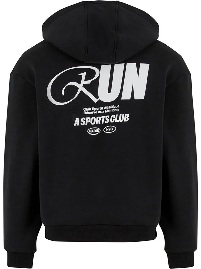 Sweat à capuche run sports club - mister tee Noir - Kiabi