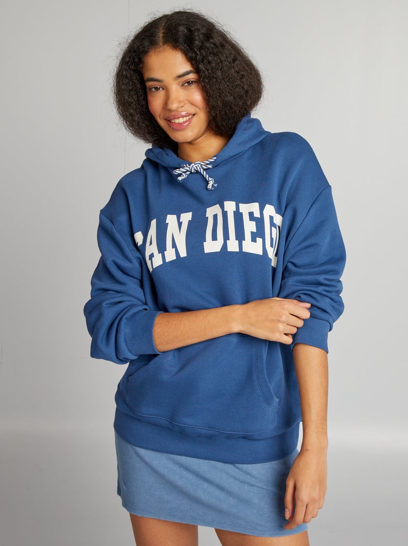 Sweat à capuche 'San Diego' avec poche kangourou Bleu - Kiabi