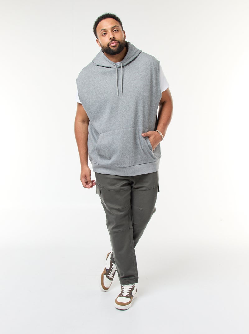 Sweat à capuche sans manches avec poche kangourou Gris - Kiabi