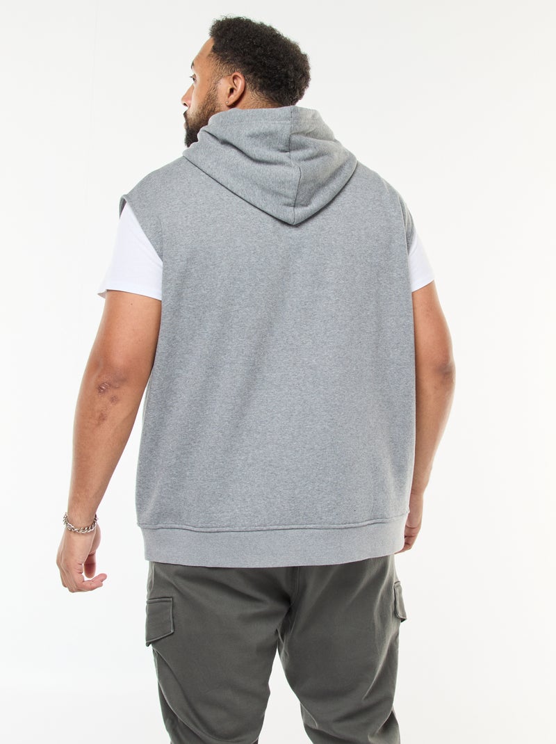 Sweat à capuche sans manches avec poche kangourou Gris - Kiabi
