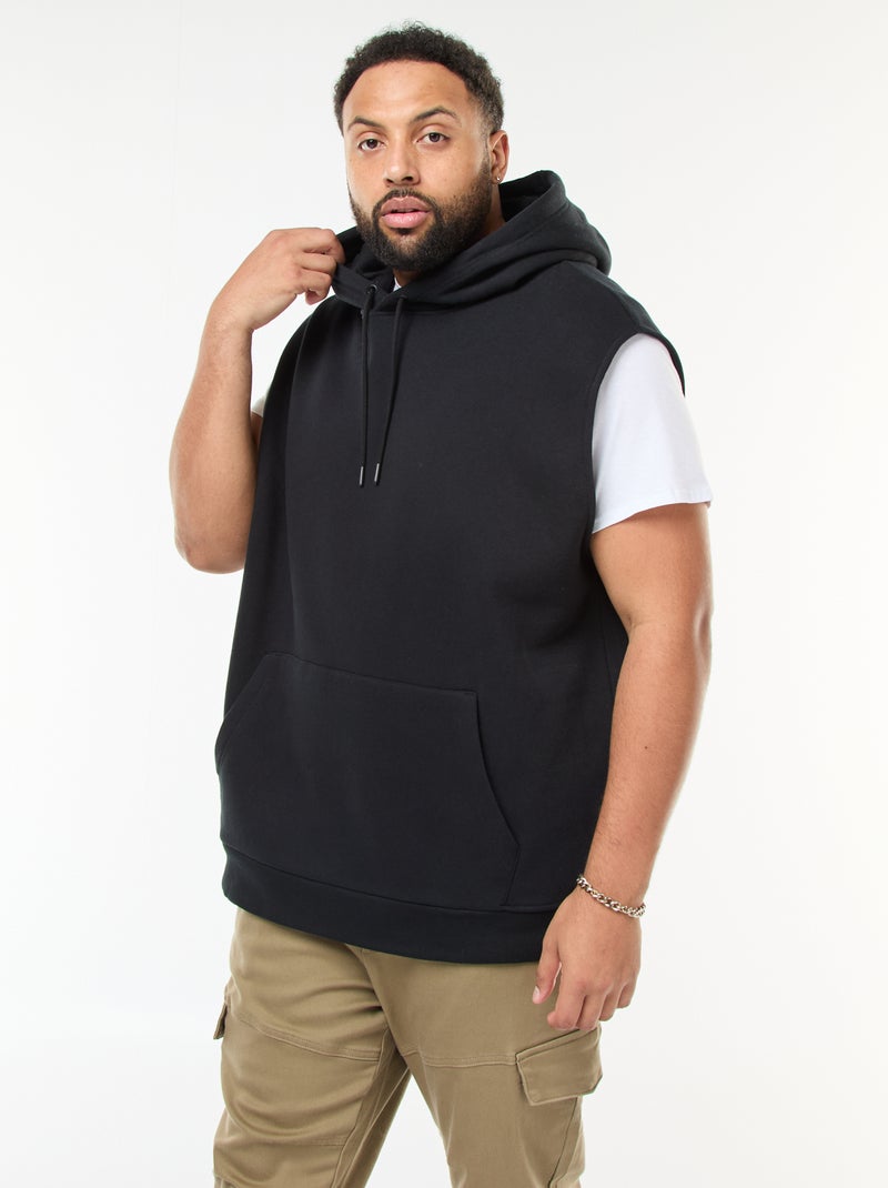 Sweat à capuche sans manches avec poche kangourou Noir - Kiabi