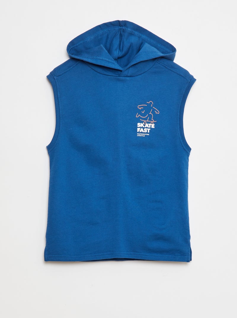Sweat à capuche sans manches Bleu - Kiabi