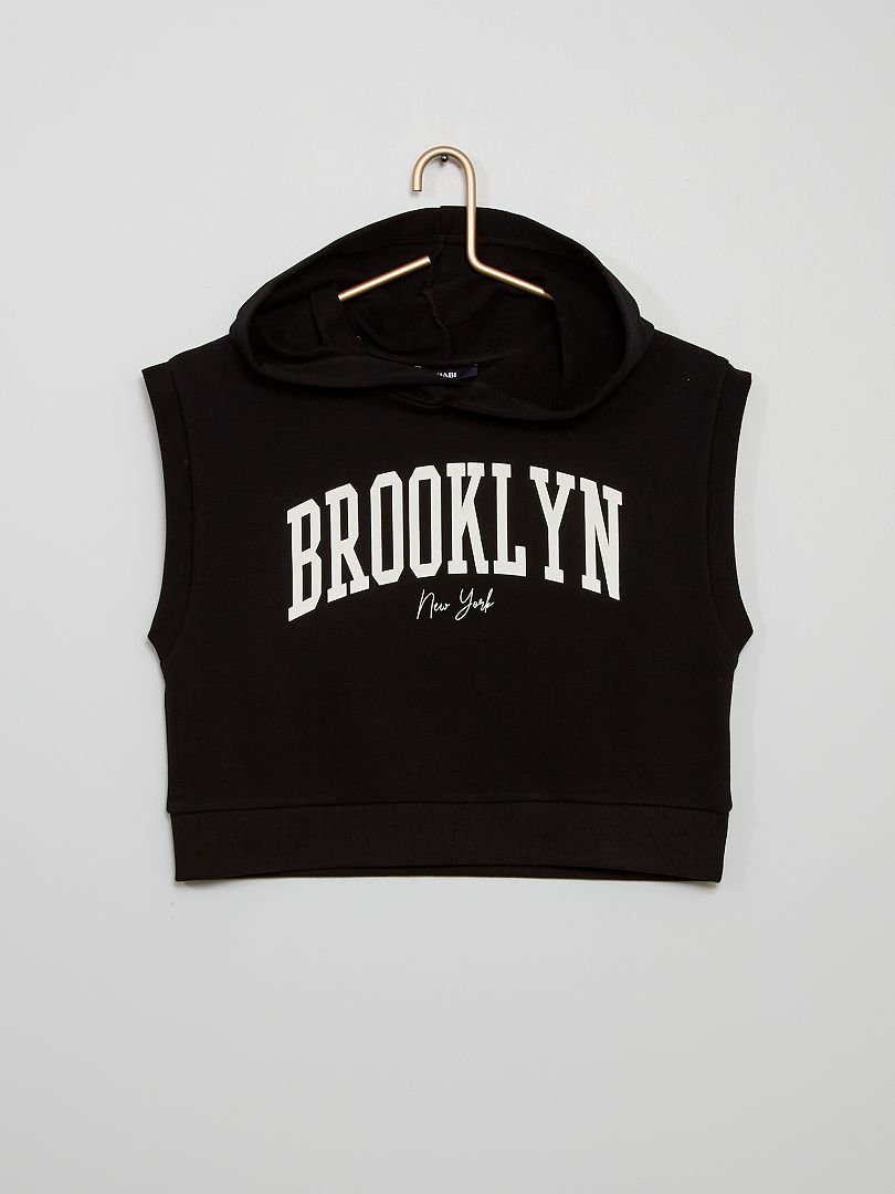 Sweat à capuche sans manches 'Brooklyn' noir - Kiabi