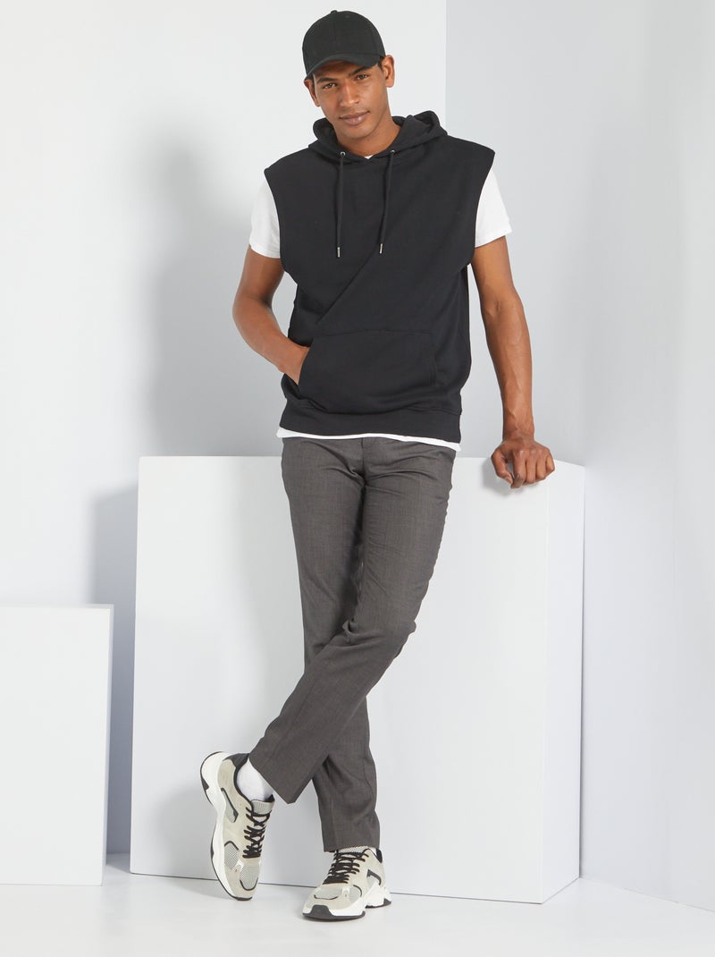 Sweat à capuche sans manches noir Kiabi