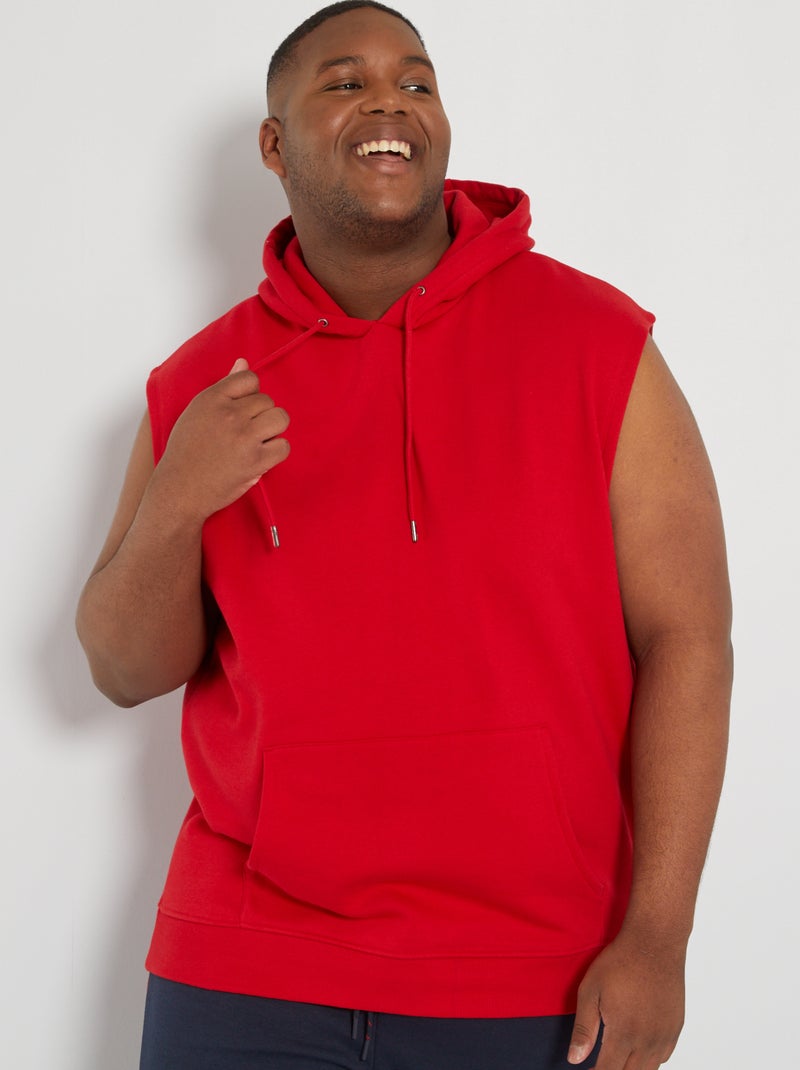 Sweat à capuche sans manches Rouge - Kiabi
