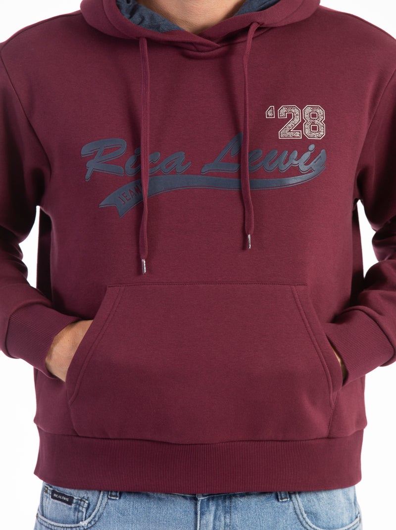 Sweat à capuche signature DOUG 'Rica Lewis' Bordeaux - Kiabi