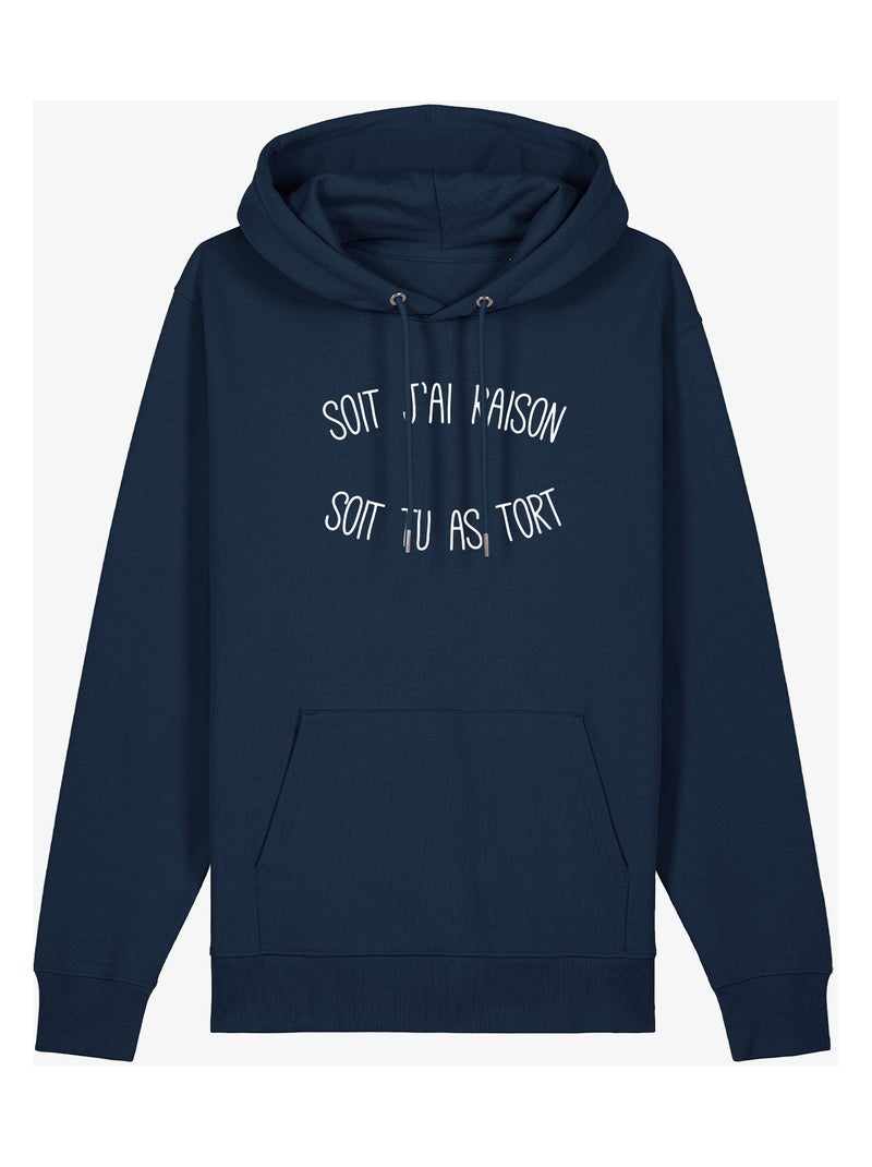 Sweat a capuche SOIT J'AI RAISON SOIT TU AS TORT Bleu marine - Kiabi