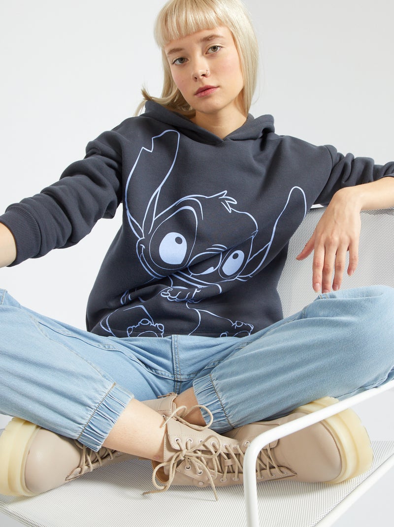 Sweat à capuche 'Stitch' Bleu - Kiabi